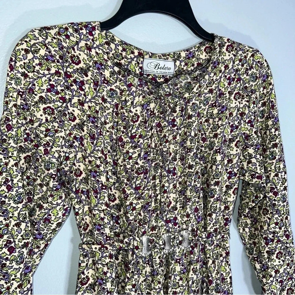 Bolero Prairie Dress Cottagecore Boho Medallion Decals On Belt Gathered Skirt - Picture 3 of 6